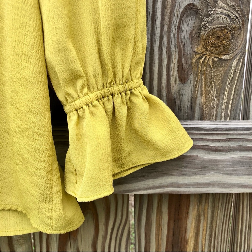 LOFT Yellow Ruffle Neck Long Sleeve Blouse - Picture 4 of 8